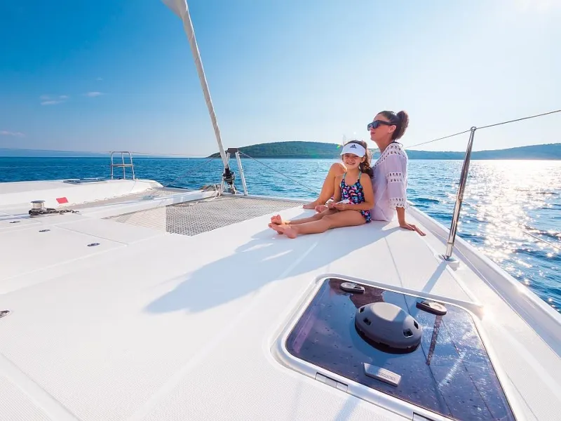 Deck of Sea Voyager, a Lagoon 42 catamaran at Split, Croatia