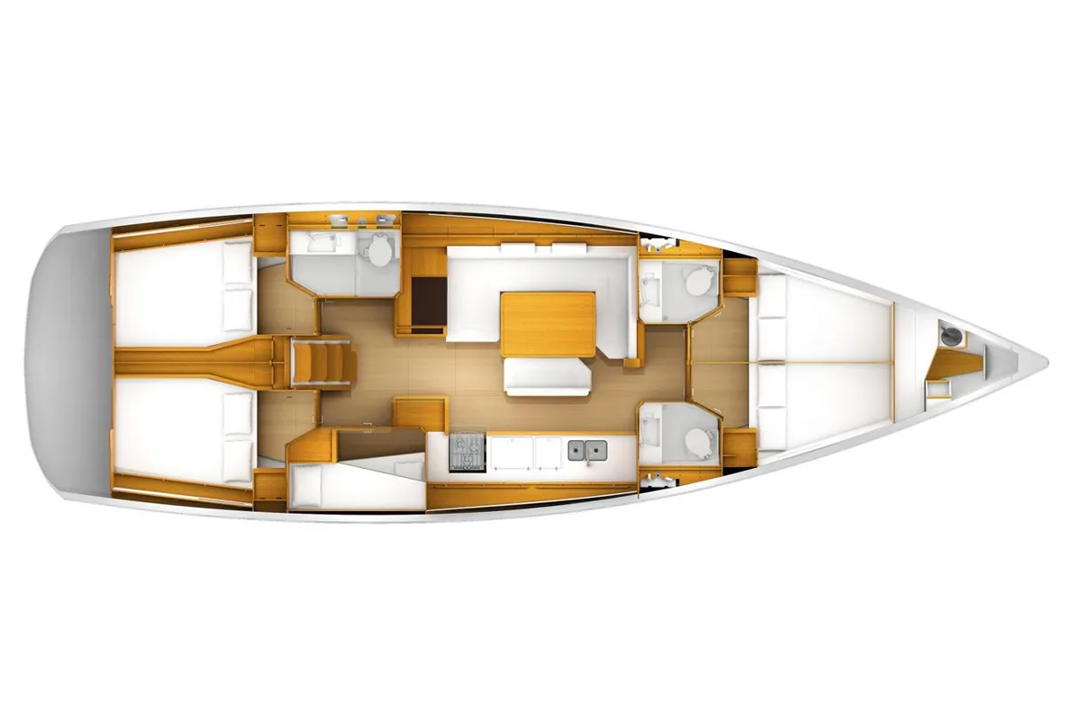 Floor plan of Giuncatello, a Jeanneau Sun Odyssey 519 sailboat at Puntone di Scarlino, Italy