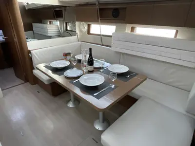 Salon of Retsina, a Beneteau Oceanis 51.1 sailboat at Municipal Unit of Lefkada, Greece