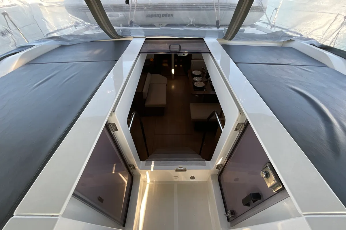 Salon of Retsina, a Beneteau Oceanis 51.1 sailboat at Municipal Unit of Lefkada, Greece