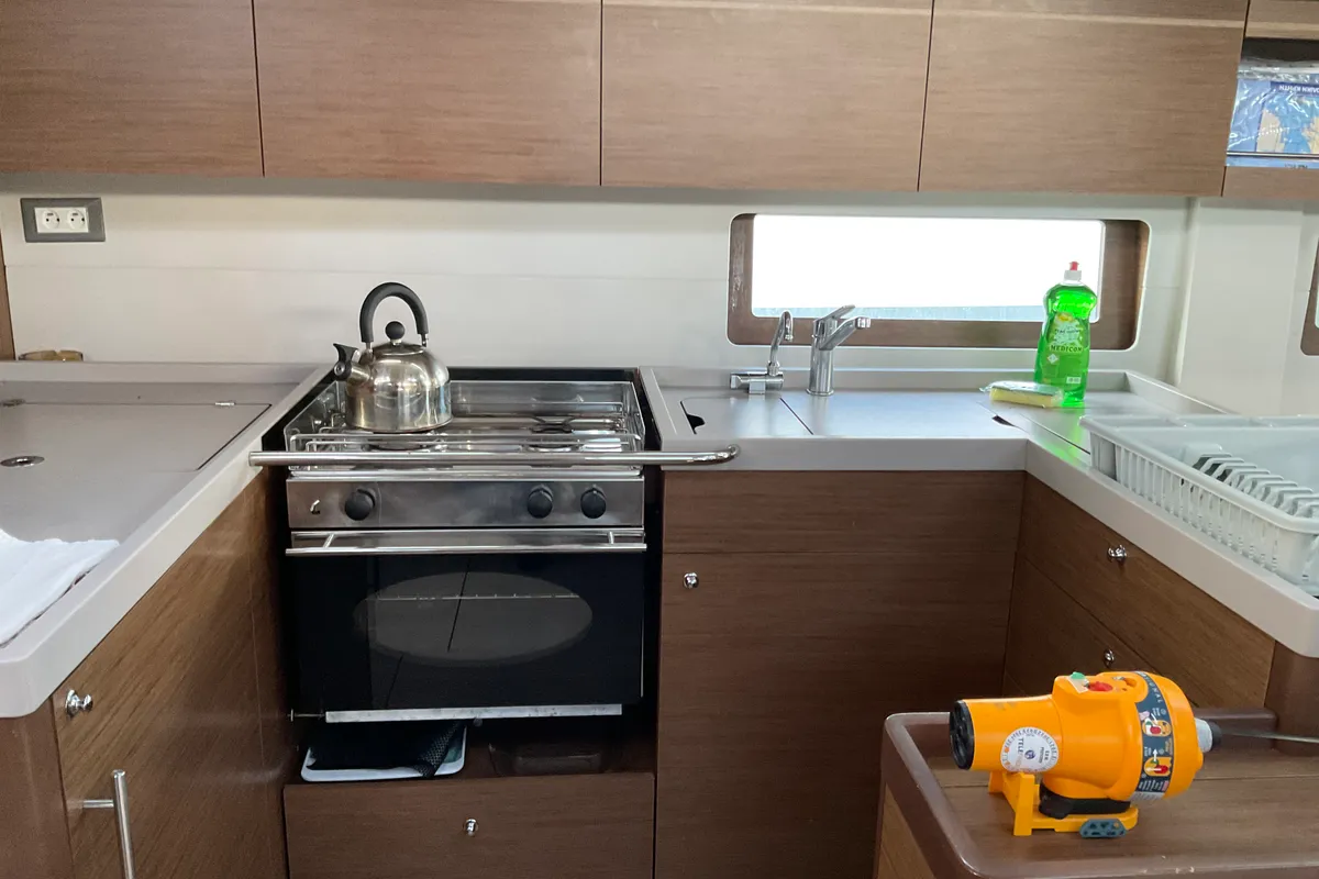 Galley of Retsina, a Beneteau Oceanis 51.1 sailboat at Municipal Unit of Lefkada, Greece