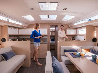 Galley of Alyss, a Dufour 470 sailboat at Olbia, Italy