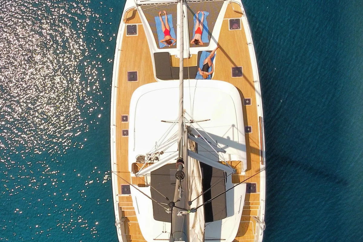 Exterior view of Uncharted, a Lagoon 46 OW catamaran at Grad Kaštela, Croatia