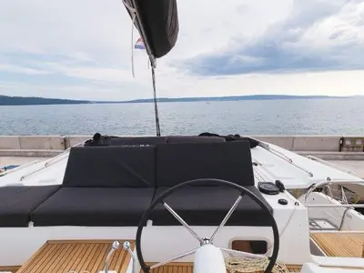 Cockpit of Uncharted, a Lagoon 46 OW catamaran at Grad Kaštela, Croatia