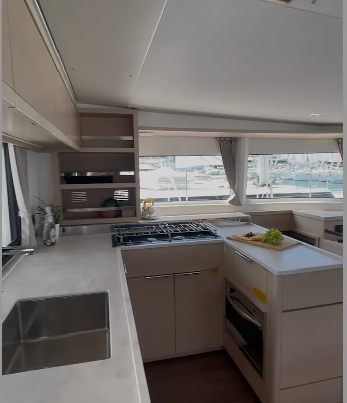 Galley of Uncharted, a Lagoon 46 OW catamaran at Grad Kaštela, Croatia