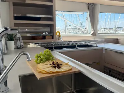 Galley of Uncharted, a Lagoon 46 OW catamaran at Grad Kaštela, Croatia