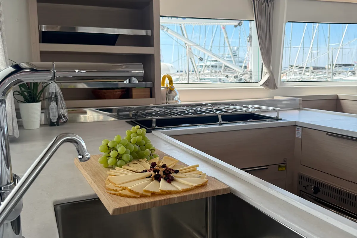 Galley of Uncharted, a Lagoon 46 OW catamaran at Grad Kaštela, Croatia