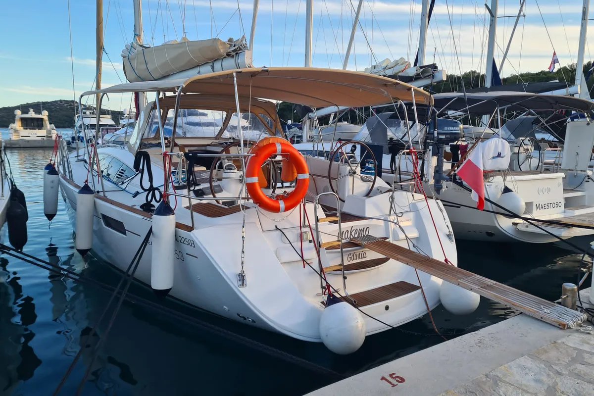 Exterior view of MAKEMO, a Jeanneau 53 sailboat at Općina Rogoznica, Croatia