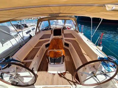 Deck of MAKEMO, a Jeanneau 53 sailboat at Općina Rogoznica, Croatia