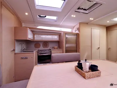 Galley of Clelia, a Dufour 470 sailboat at Tonnarella, Italy