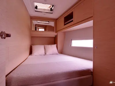 Cabin on Clelia, a Dufour 470 sailboat at Tonnarella, Italy