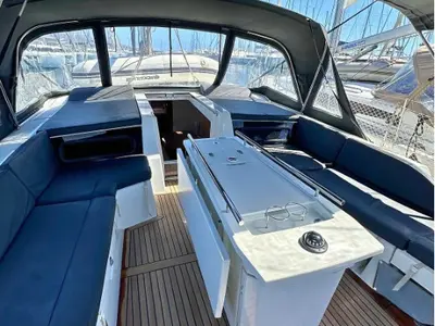 Deck of ILIA, a Beneteau Oceanis 46.1 sailboat at Athens, Greece