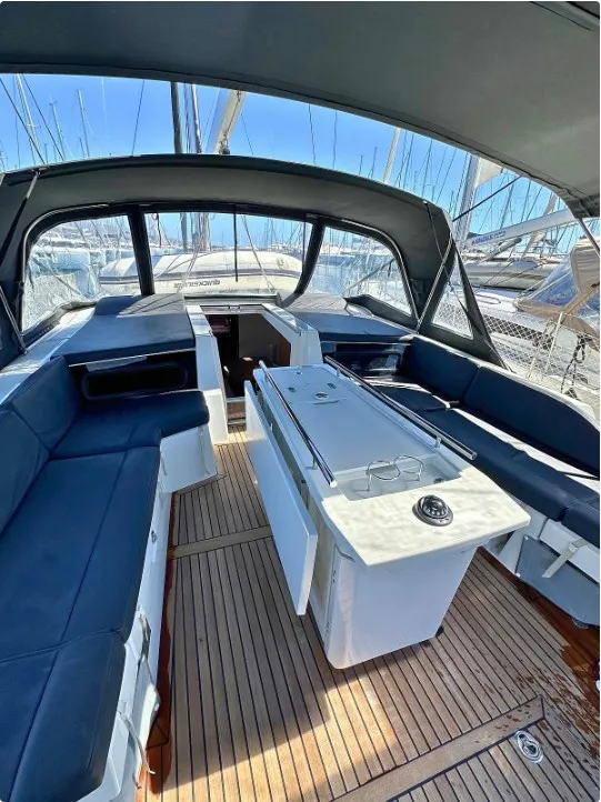 Deck of ILIA, a Beneteau Oceanis 46.1 sailboat at Athens, Greece