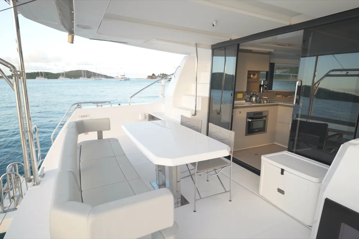 Deck of Moorings 403 PC Exclusive, a Leopard 40 PC catamaran at Road Town, British Virgin Islands