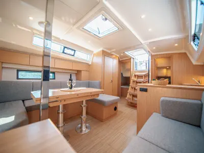 Salon of Fiona, a Bavaria C42 sailboat at Općina Medulin, Croatia