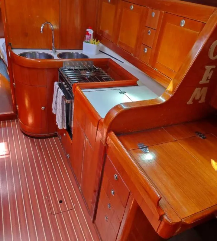 Galley of Gem, a Elan 431 sailboat at Tribunj, Croatia