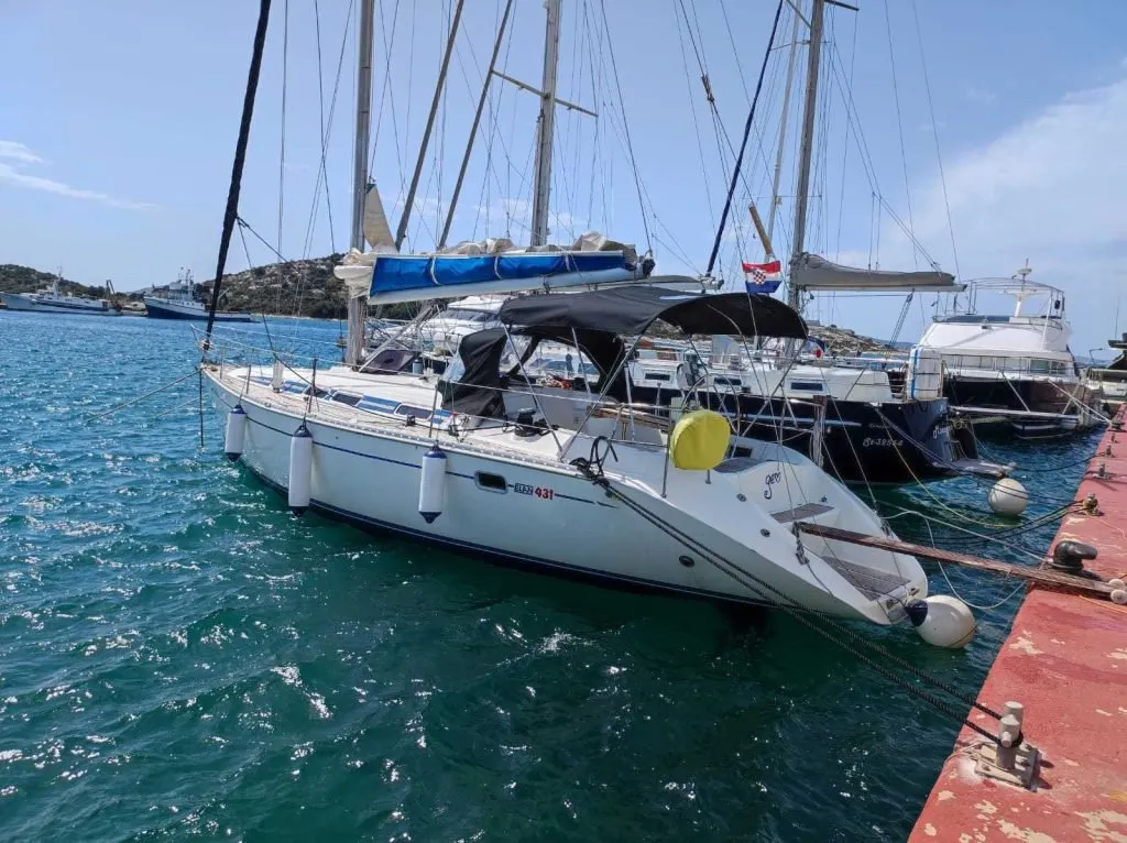 Exterior view of Gem, a Elan 431 sailboat at Tribunj, Croatia
