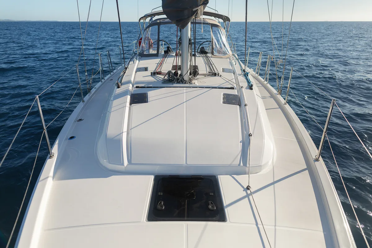 Deck of Kos 40.2, a Beneteau Oceanis 40.1 sailboat at Kos, Greece