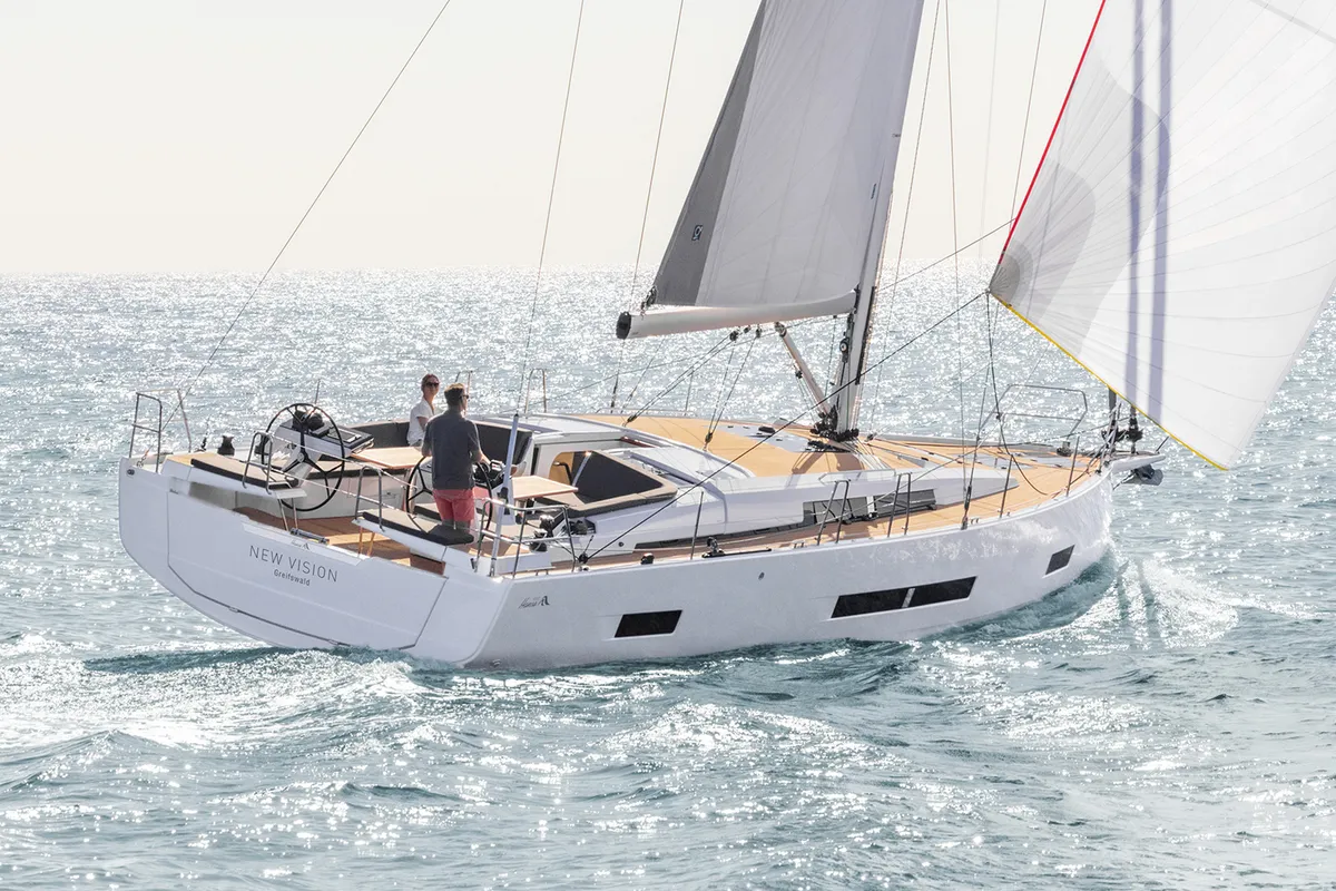 Exterior view of Solace - OW, a Hanse 460 sailboat at Općina Sukošan, Croatia