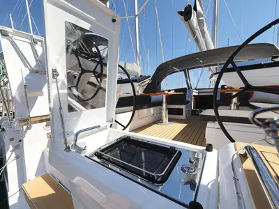 Deck of Hanse 460, a sailboat at Sukošan, Croatia