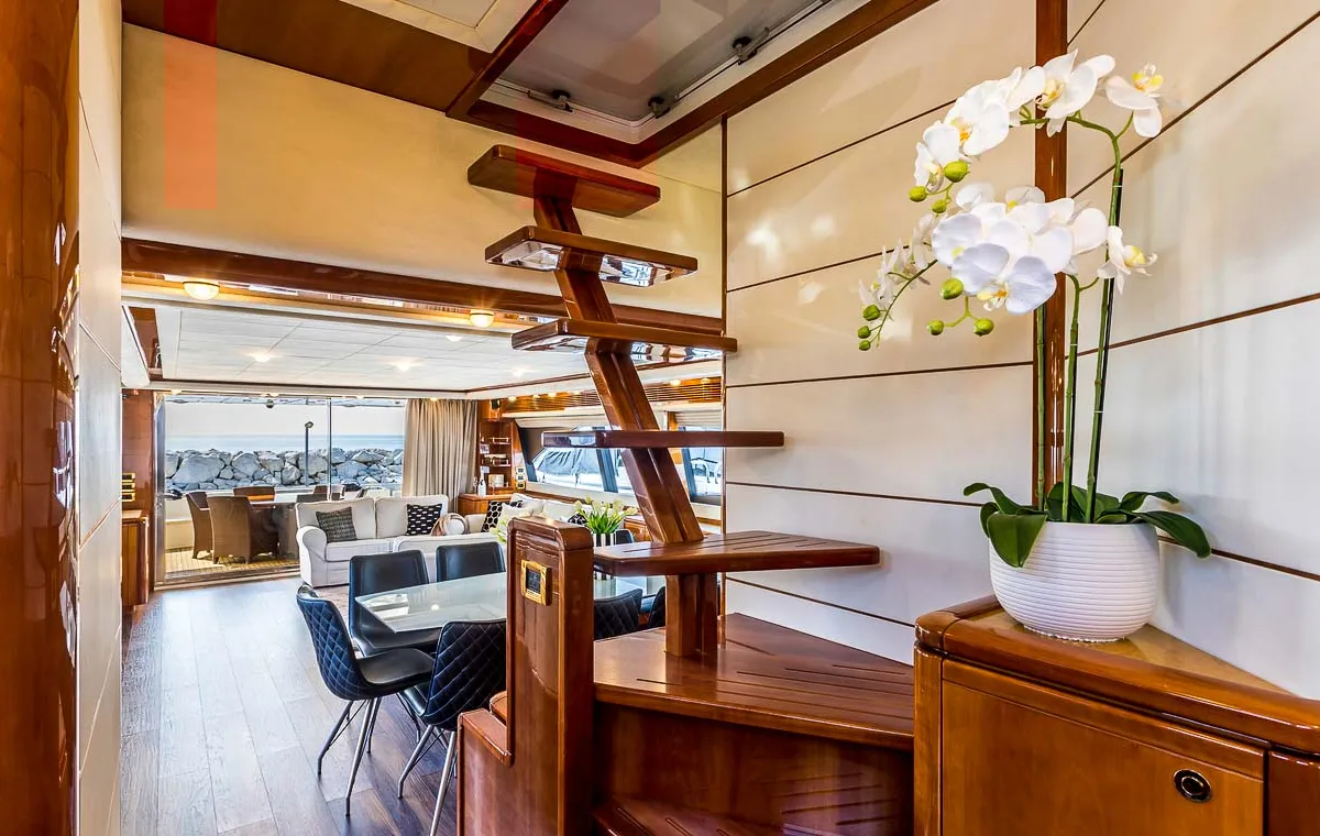 Salon of Miss Katarina, a Ferretti 880 motor yacht at Seget Donji, Croatia