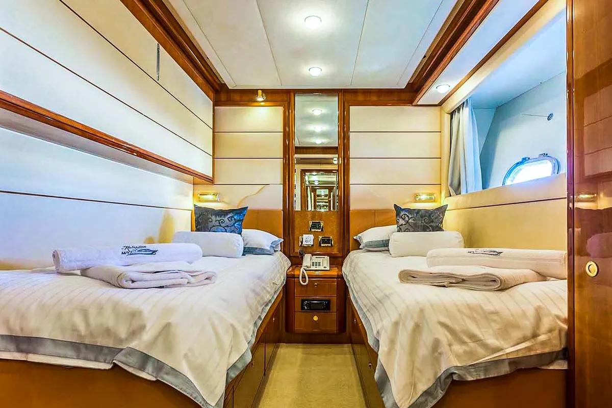 Cabin on Miss Katarina, a Ferretti 880 motor yacht at Seget Donji, Croatia