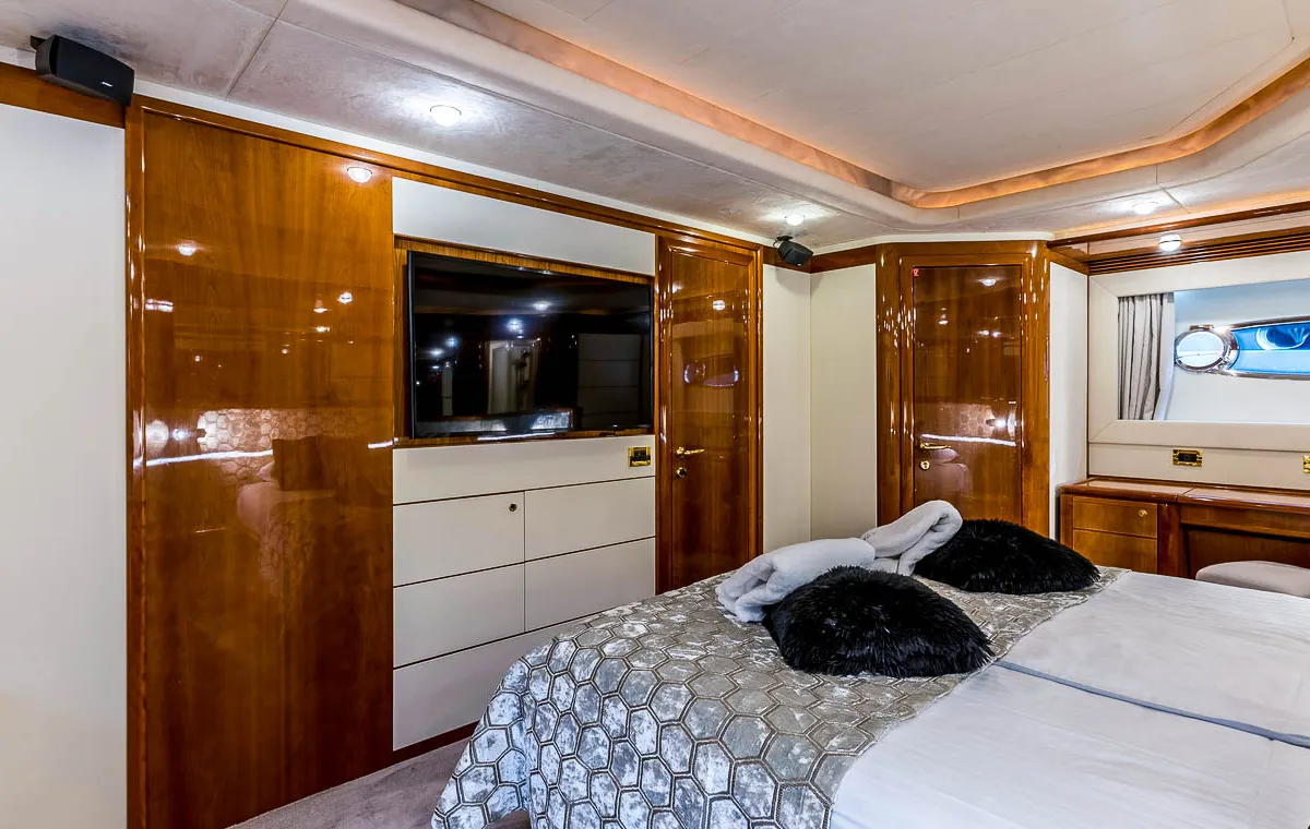 Cabin on Miss Katarina, a Ferretti 880 motor yacht at Seget Donji, Croatia