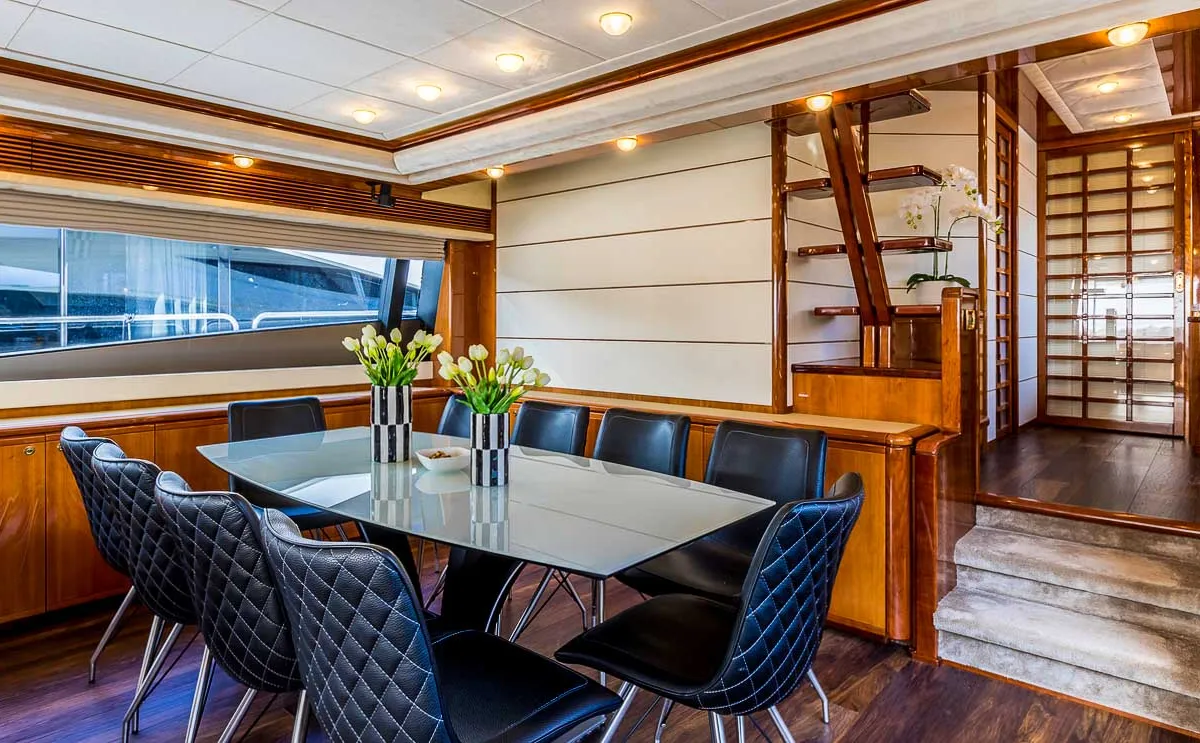 Salon of Miss Katarina, a Ferretti 880 motor yacht at Seget Donji, Croatia