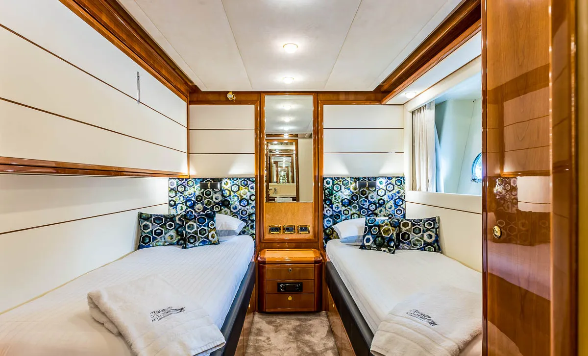 Cabin on Miss Katarina, a Ferretti 880 motor yacht at Seget Donji, Croatia