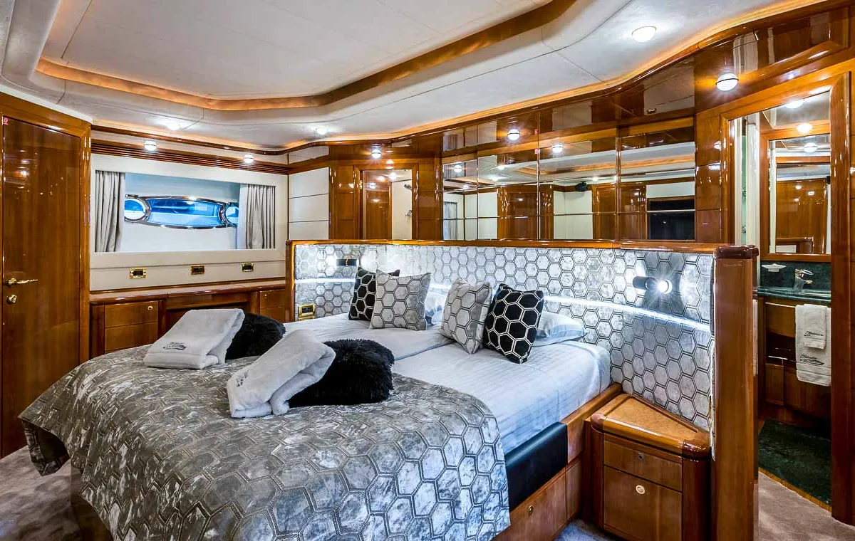 Cabin on Miss Katarina, a Ferretti 880 motor yacht at Seget Donji, Croatia