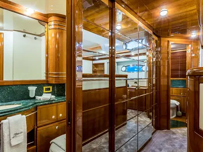 Head on Miss Katarina, a Ferretti 880 motor yacht at Seget Donji, Croatia