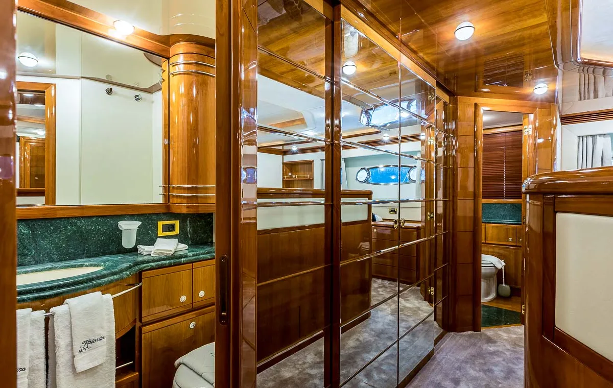 Head on Miss Katarina, a Ferretti 880 motor yacht at Seget Donji, Croatia
