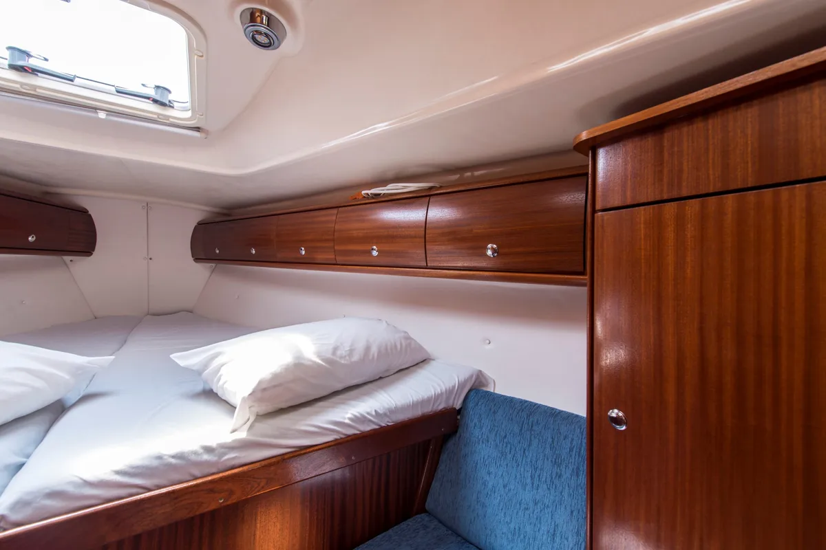 Cabin on Arcobaleno, a Bavaria 36 Cruiser sailboat at Sami, Greece