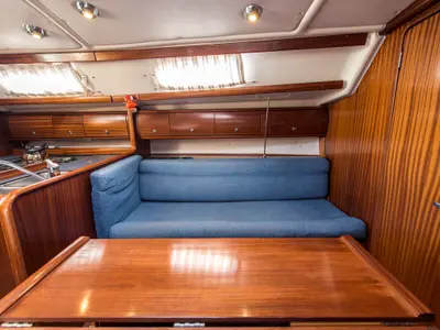 Salon of Arcobaleno, a Bavaria 36 Cruiser sailboat at Sami, Greece