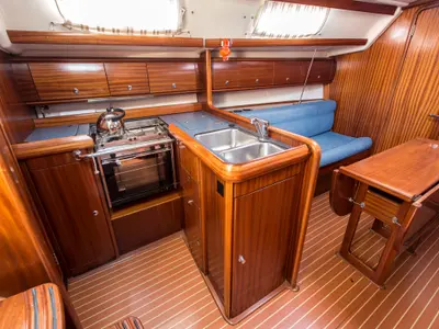 Galley of Arcobaleno, a Bavaria 36 Cruiser sailboat at Sami, Greece