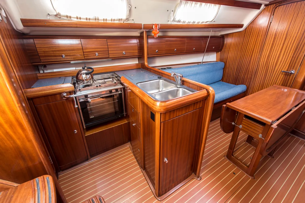 Galley of Arcobaleno, a Bavaria 36 Cruiser sailboat at Sami, Greece