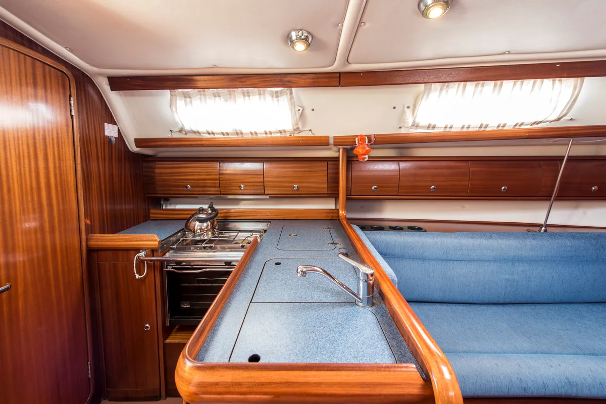 Galley of Arcobaleno, a Bavaria 36 Cruiser sailboat at Sami, Greece