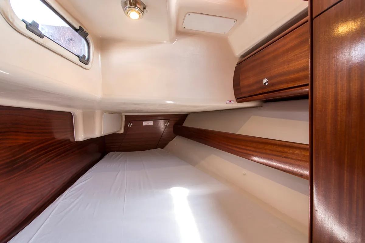 Cabin on Arcobaleno, a Bavaria 36 Cruiser sailboat at Sami, Greece