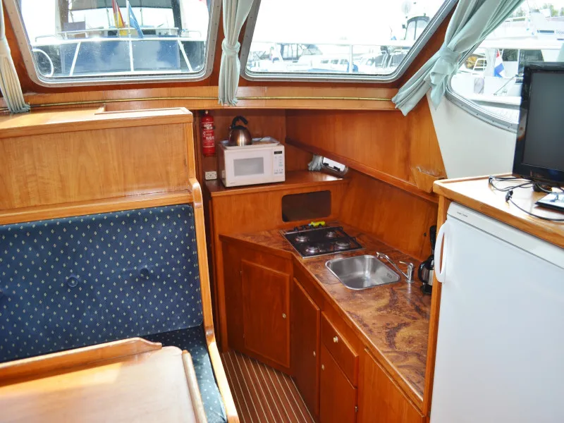 Cabin on Wendela, a De Drait Stabila 1320 motorboat at Drachten, Netherlands