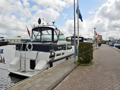 Cockpit of Wendela, a De Drait Stabila 1320 motorboat at Drachten, Netherlands