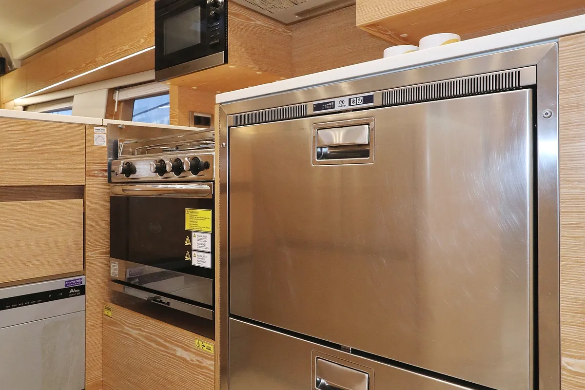 Galley of Jasmine, a Hanse 588 sailboat at Grad Trogir, Croatia