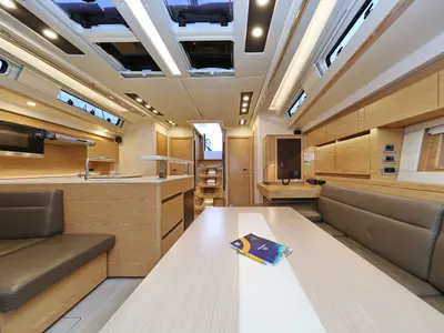 Salon of Jasmine, a Hanse 588 sailboat at Grad Trogir, Croatia