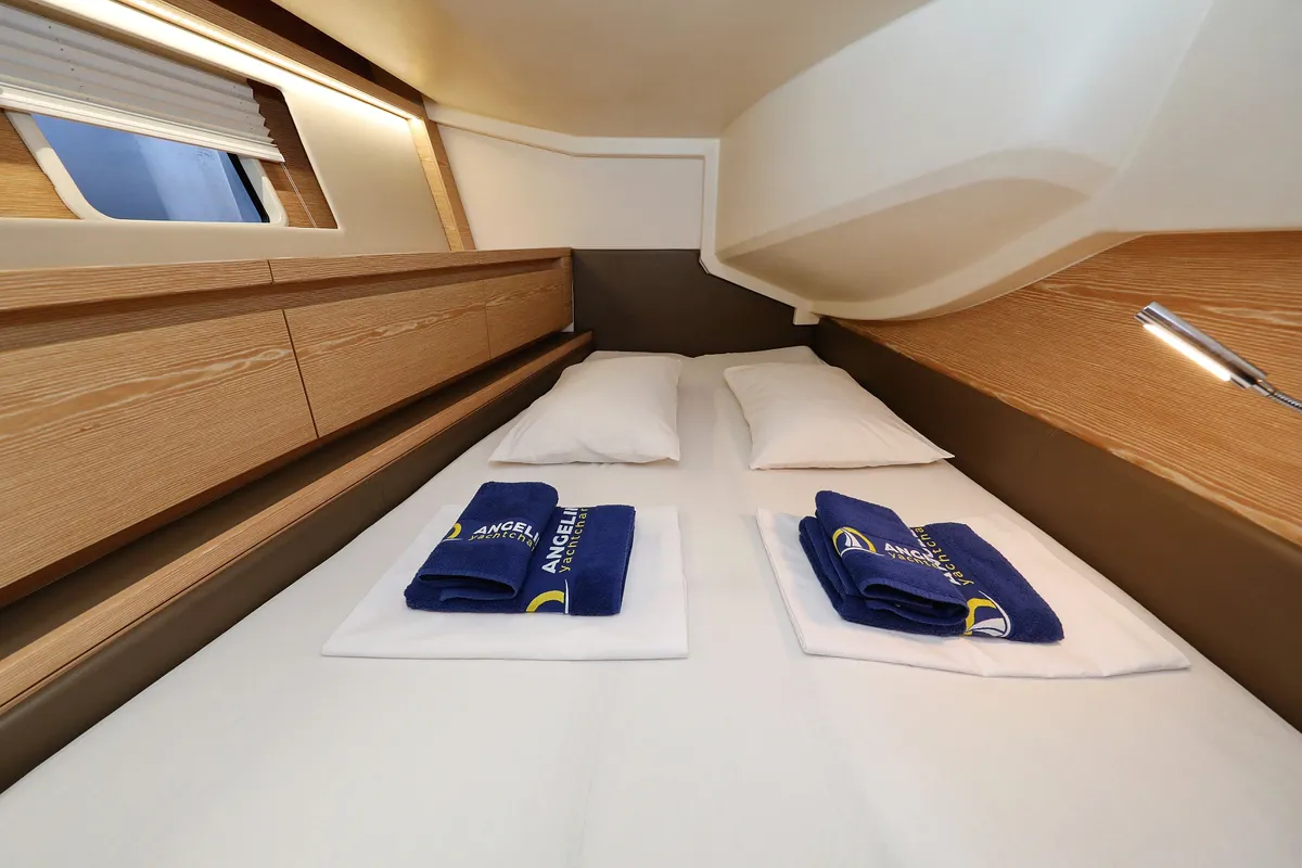 Cabin on Jasmine, a Hanse 588 sailboat at Grad Trogir, Croatia