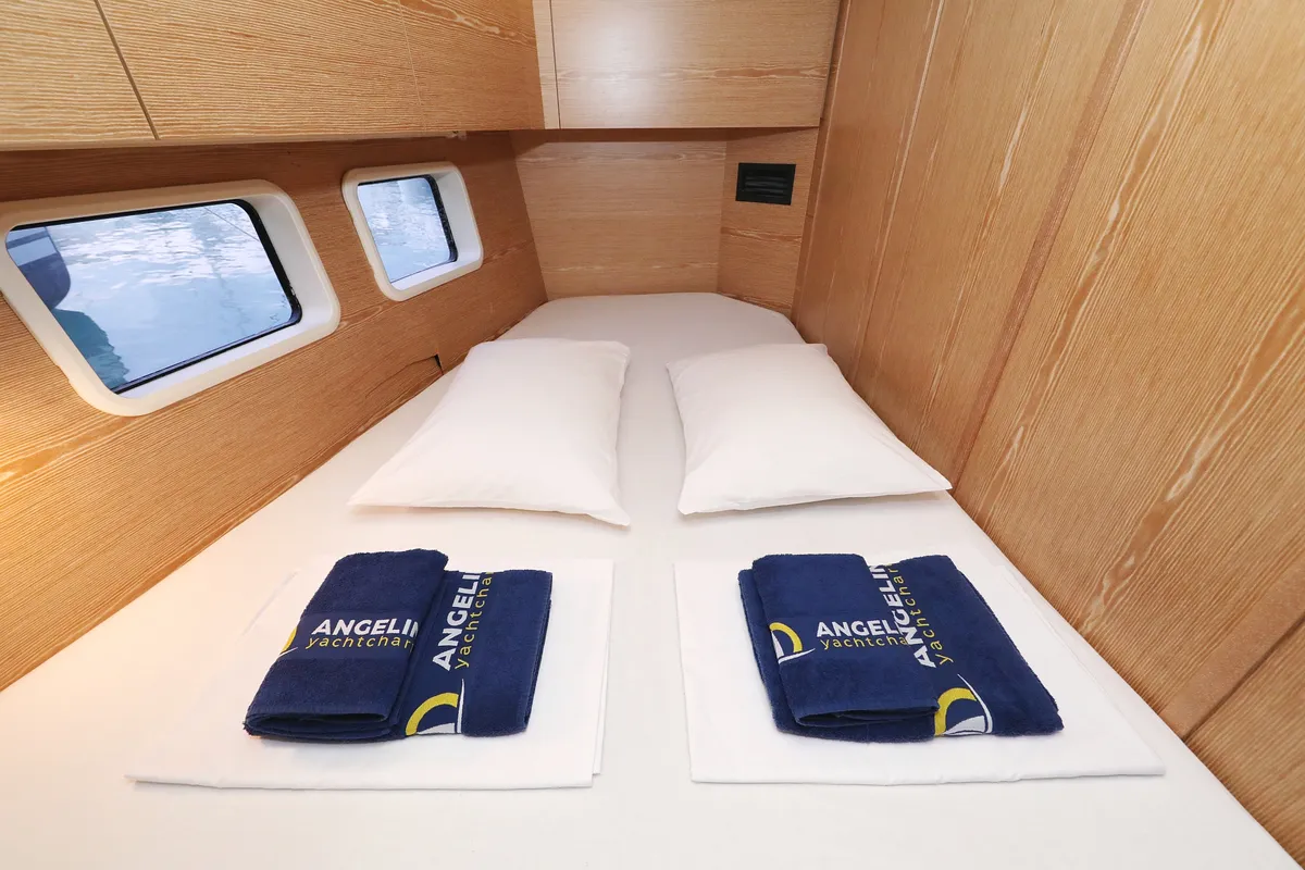 Cabin on Jasmine, a Hanse 588 sailboat at Grad Trogir, Croatia