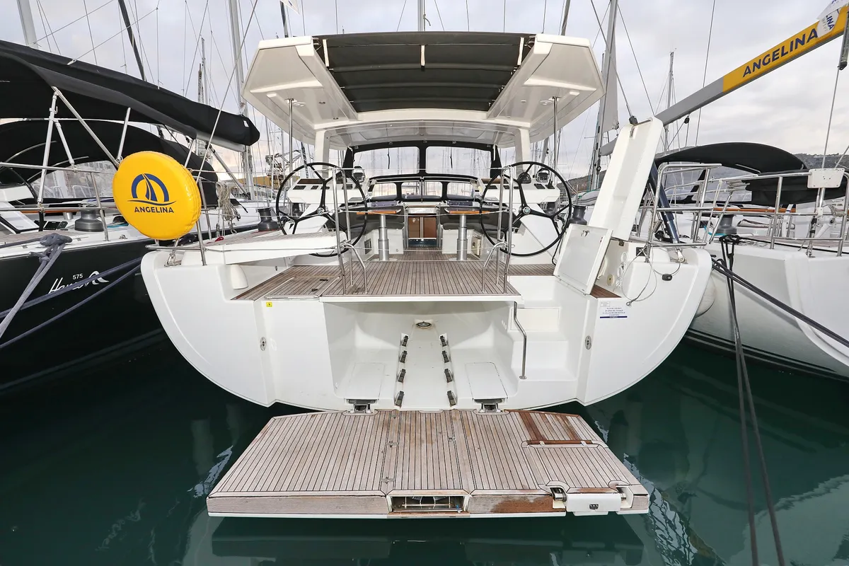 Exterior view of Jasmine, a Hanse 588 sailboat at Grad Trogir, Croatia