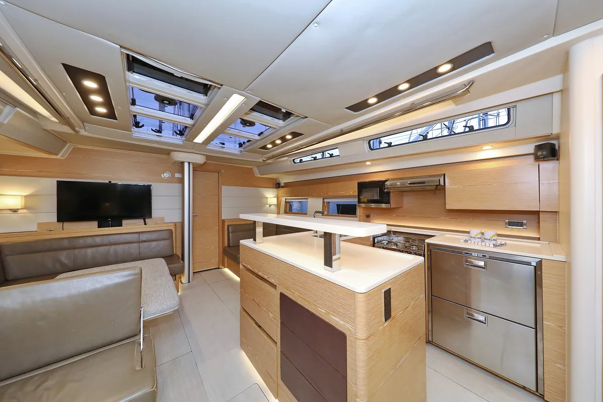 Galley of Jasmine, a Hanse 588 sailboat at Grad Trogir, Croatia