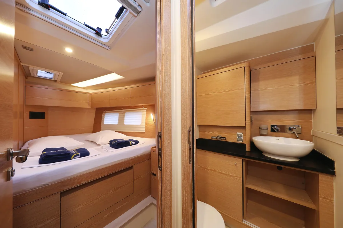 Cabin on Jasmine, a Hanse 588 sailboat at Grad Trogir, Croatia