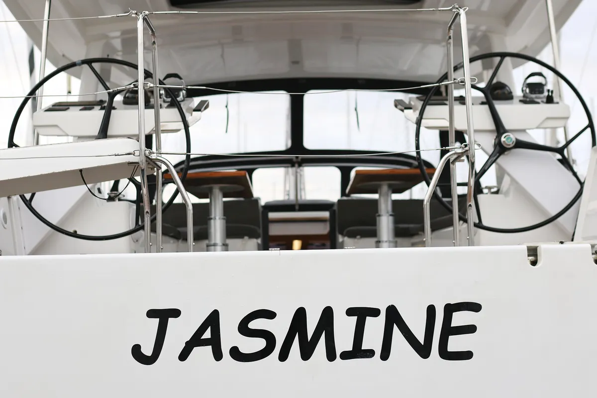 Exterior view of Jasmine, a Hanse 588 sailboat at Grad Trogir, Croatia