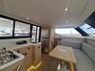 Galley of Hakuna, a Aventura 37 catamaran at Sant Antoni de Portmany, Spain