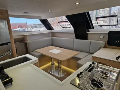 Salon of Hakuna, a Aventura 37 catamaran at Sant Antoni de Portmany, Spain